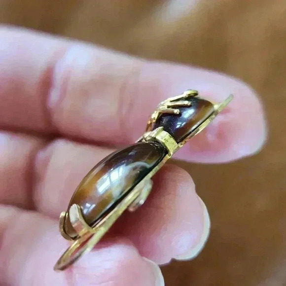 Vtg Hobco Tiger Eye Quartz Cat Charm Necklace Pendant - Picture 11 of 14